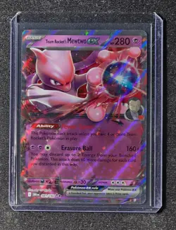 holo Team Rocket's Mewtwo ex 081/182 Pokemon card SV Destined Rivals rare NM - Image 1