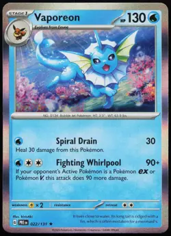Vaporeon 022/131 Holo Rare Prismatic Evolutions Pokemon Holo NM - Image 1