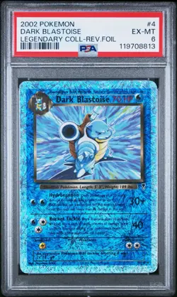 2002 Pokemon Legendary Collection Dark Blastoise Reverse Holo #4/110 PSA 6 - Image 3