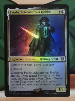 X 1 Frodo, Adventurous Hobbit NM FOIL Lord of the Rings LTC 002 MTG - Image 1