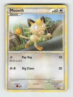 Meowth 75/123 - Pokemon - HeartGold & SoulSilver - Common - LP - Image 1