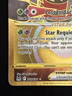 Pokemon Giratina VSTAR 212/196 Lost Origin Gold Secret Rare Holo NM - Image 2