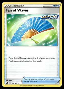 Fan of Waves 127/163 Pokemon Card Swsh05: Battle Styles Uncmn Trainer NM RZ - Image 1