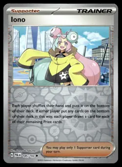 Iono 185/193 Pokemon Card Paldea Evolved Uncmn Trainer Rev Holo Near Mint SB - Image 1