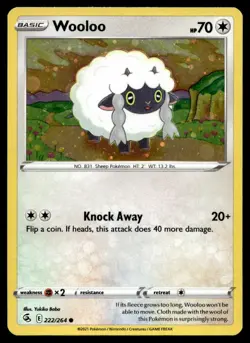 Wooloo 222/264 Pokemon Card Fusion Strike Common 70 HP Holo Lightly Played MH - Image 1