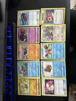Pokemon Trading Card Game Lot of 10 Cards Mixed Types and Trainers - Image 1