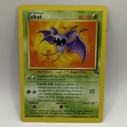 ZUBAT POKEMON CARD #57/62 COMMON FOSSIL BASE SET 1999 HP - Image 1