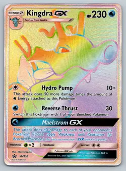 POKEMON Kingdra GX SM155 Rainbow Rare Secret Promo Sun & Moon TCG Card LP - Image 1