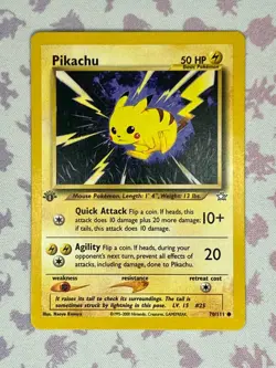 Pikachu 1st Edition 70/111 Neo Genesis Pokemon Card WOTC Vintage LP - Image 1