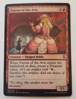 1x Patron of the Arts FOIL CLB Battle for Baldur's Gate MTG NM - Image 1