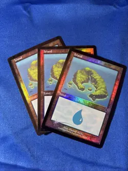 3x FOIL ISLAND x3 338 Invasion Basic Land MtG 1NM, 1LP+, 1LP - Image 1