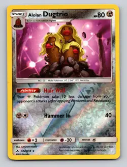 Alolan Dugtrio 122/214 Rare Unbroken Bonds Pokemon Reverse Holo NM - Image 1
