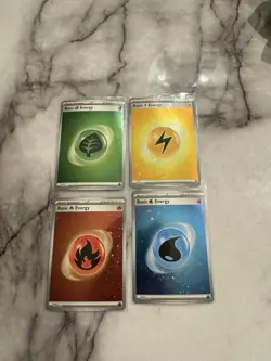 Pokemon 151 Cosmo Holos Energy Set Of 4. Lightning, Fire, Water, Fighting. - Image 1