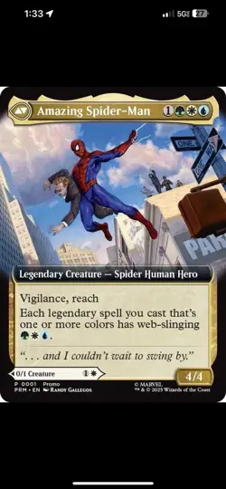 Peter Parker Amazing Spiderman MTG Disney World Exclusive Event Promo Rare Magic - Image 1