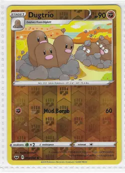 Dugtrio 093/202 Uncommon Sword & Shield Pokemon Reverse Holo Near Mint - Image 1