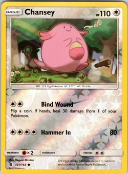 Chansey 101/145 SM - Guardians Rising Pokemon NM/LP Reverse Holo - Image 1