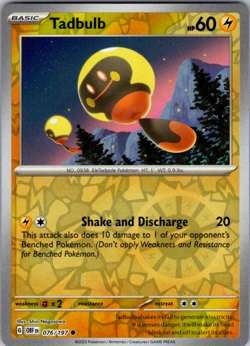 🔥Pokemon - Tadbulb - Reverse Holo - 076/197 - Obsidian Flames - (NM)🔥 - Image 1