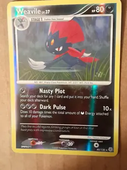 Pokemon Weavile 40/130 Diamond & Pearl Reverse Holo LP See Pictures - Image 3