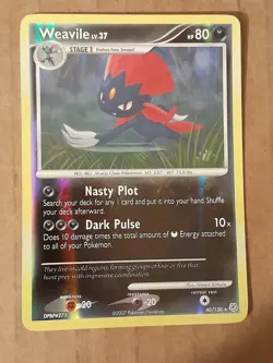Pokemon Weavile 40/130 Diamond & Pearl Reverse Holo LP See Pictures - Image 4