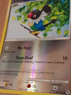 Pokemon Chatot 74/130 Diamond & Pearl Reverse Holo LP See Pictures - Image 2