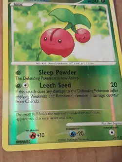 Pokemon Cherubi 75/130 Diamond & Pearl Reverse Holo LP See Pictures - Image 3