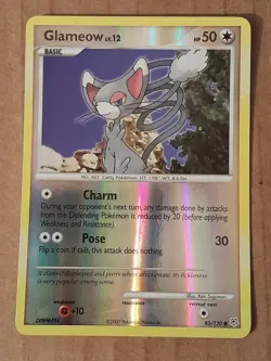 Pokemon Glameow 83/130 Diamond & Pearl Reverse Holo LP See Pictures - Image 1