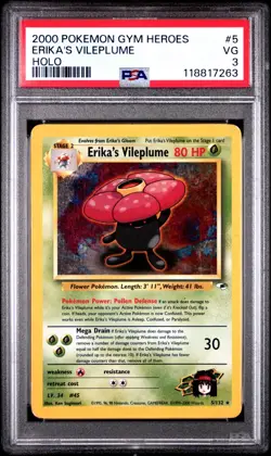 ERIKA'S VILEPLUME 2000 Pokemon Gym Heroes Holo #5 PSA 3 - Image 1