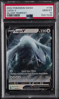2022 POKEMON SWORD & SHIELD SILVER TEMPEST #138 LUGIA V PSA 10 - Image 1