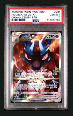 Lucario Vstar SWSH 291 PSA 10 2023 Pokemon Crown Zenith ETB Promo - Image 1