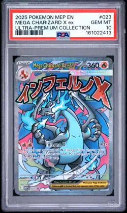 2025 POKEMON MEP EN-ME BLACK STAR PROMO #023 MEGA CHARIZARD X EX PSA 10 - Image 1
