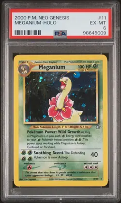 PSA 6 Meganium Holo 11/111 Neo Genesis 2000 Pokemon Card - Image 1