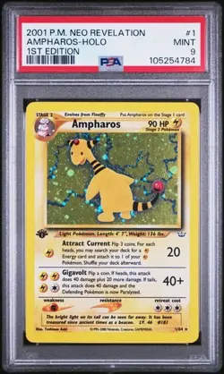 2001 POKEMON NEO REVELATION 1ST EDITION #1 AMPHAROS-HOLO PSA 9 - Image 1