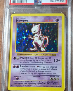 1999 Pokemon Base Set Shadowless Mewtwo Holo Rare 10/102 PSA 4 - Image 1