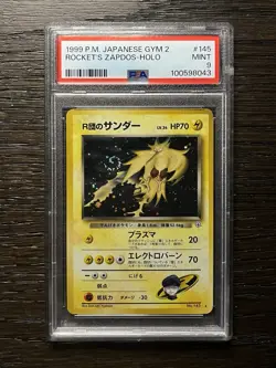 Rocket’s Zapdos PSA 9 Pokemon WOTC 1999 Gym Challenge Japanese 145 Holo Swirl - Image 1