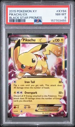 2015 POKEMON XY BLACK STAR PROMOS #XY84 PIKACHU EX PSA 8 - Image 1
