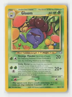 Gloom 36/111 Uncommon Neo Genesis Pokemon Damaged - Image 1