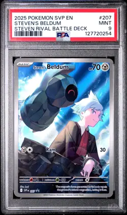2025 POKEMON SVP EN-SV BLACK STAR PROMO #207 STEVEN'S BELDUM PSA 9 - Image 1