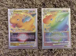 Dragonite V-Star Rainbow Rare Pokemon Go 081/078 & Dragonite 050/078 NM! - Image 1