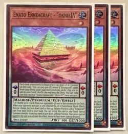 Yugioh! 3x Enato Enneacraft - "oknirIA" PHRE-EN019 Super Rare 1st Ed NM - Image 1