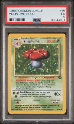 PSA 5 Vileplume Holo 15/64 Jungle 1999 Pokemon Card - Image 1