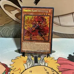 Konami Yugioh Fighting Flame Swordsman Secret Rare 1st Holo LC04-EN001 - Image 1