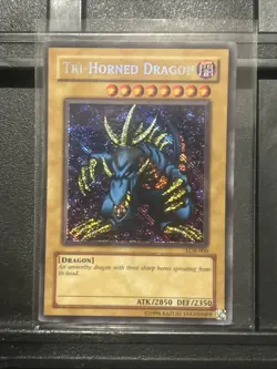 Tri-Horned Dragon LOB-000 Double Misprint Reverse Secret Rare And Foil Bleed (9) - Image 2