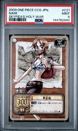 PSA 9 2003 BANDAI ONE PIECE CCG JAPANESE SKYPIEA'S HOLY WAR C21 NAMI - Image 1