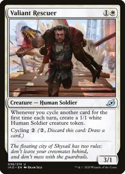 Valiant Rescuer 36 IKO MTG White Soldier Human Cycling Uncommon 2020 Token Sels - Image 1