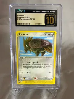 CGC Pristine 10 Pokemon Spearow EX Sandstorm 81/100 Card - Image 1