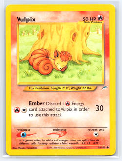 Pokemon TCG Vulpix Neo Destiny Card 91/105 Common LP/MP - Image 1