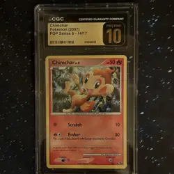 CGC Pristine 10 Chimchar POP Series 6 14/17 Pokemon Card 2007 - Image 1
