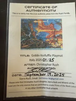 Christopher Rush Goblin Kerfuffle #01/25 Playmat | Unpublished MTG Art | COA CD - Image 3