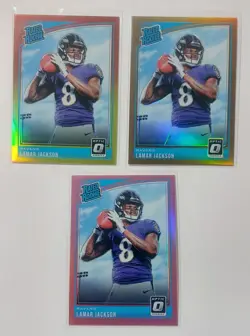 2018 Lamar Jackson Optic Rated Rookie Holo Prizm Bronze, Pink. Red Yellow 3 LOT - Image 4
