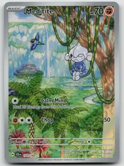 Meditite 153/142 Illustration Rare Stellar Crown Pokemon Holo Near Mint - Image 1
